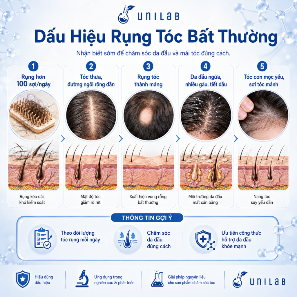 Dấu hiệu rụng tóc bất thường